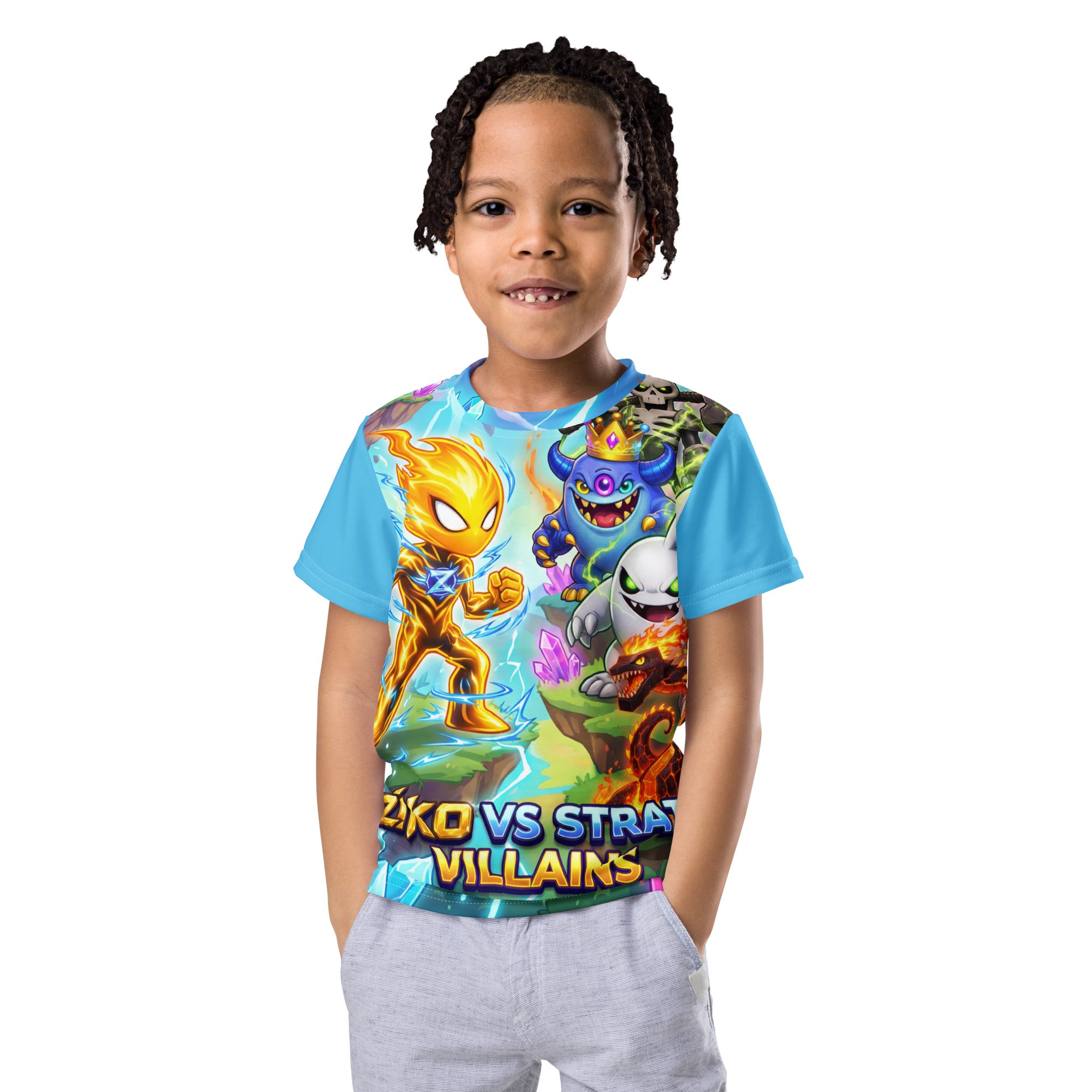 Ziko vs. Strata Villains – Battle World Kids crew neck t-shirt