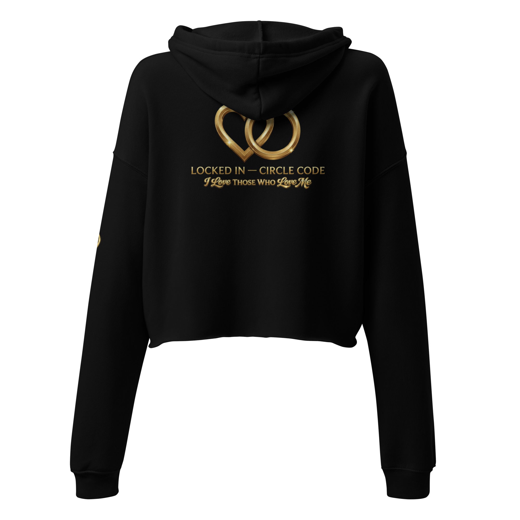 Women's Locked In Circle Code — “I Love Those Who Love Me” Crop Hoodie